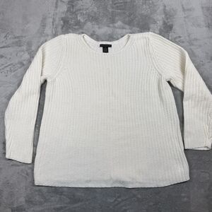 Preswick And Moore Sweater Women 2X White Knit Crew Neck Long Sleeve Winter